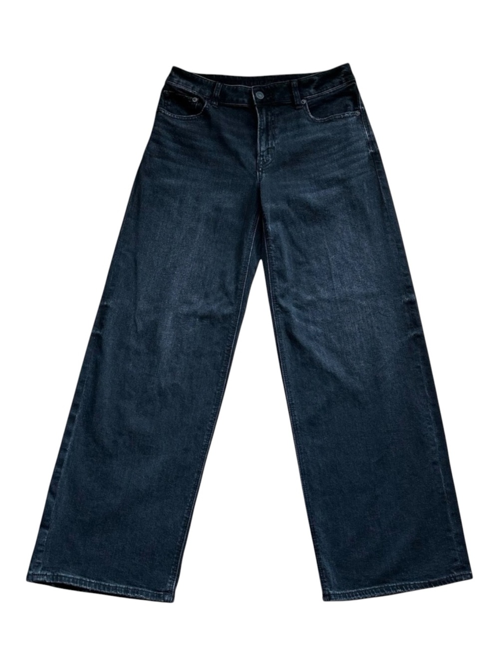 American Eagle Low-Rise Baggy Wide Leg Jeans Faded Black Size 2 Regular